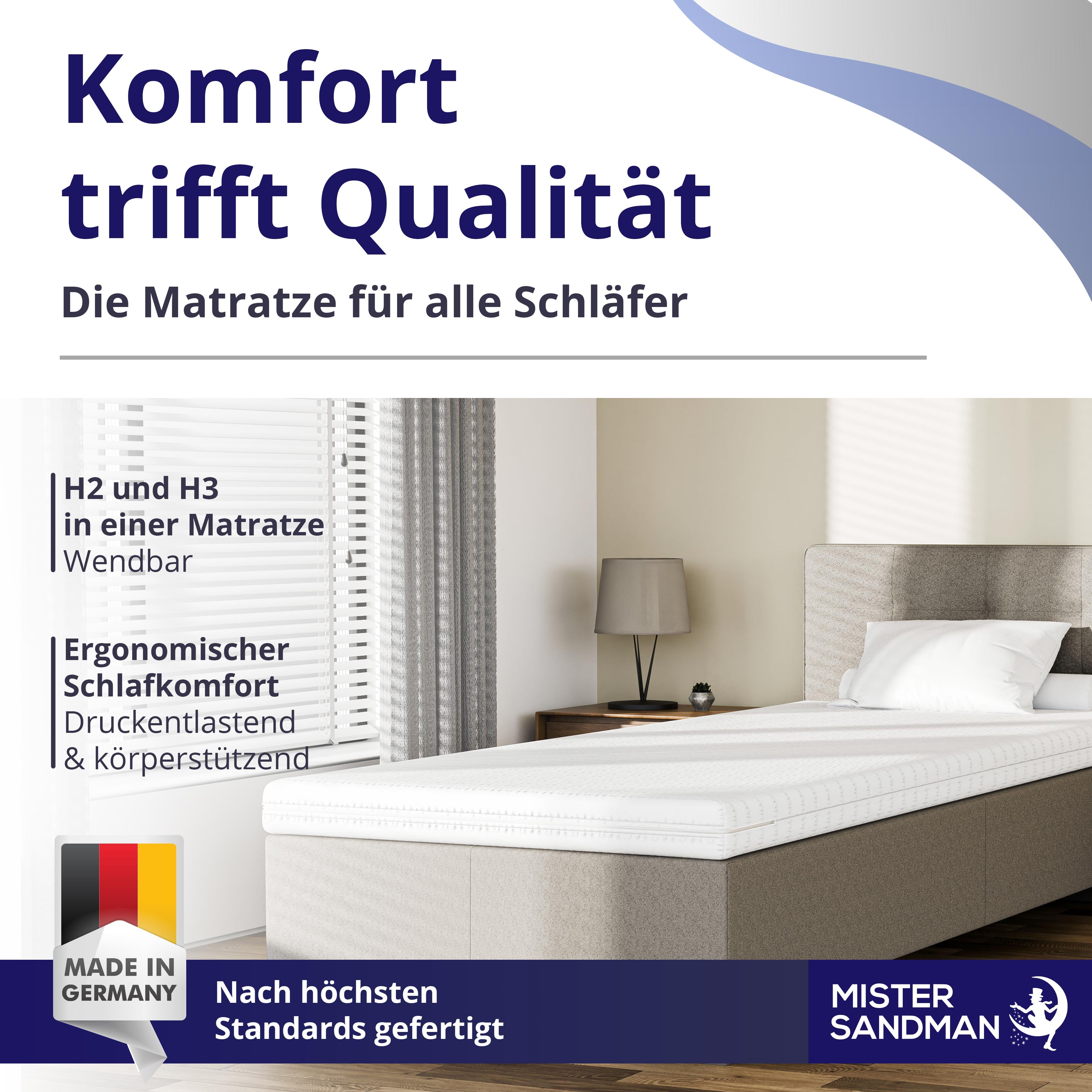 Ergonomische Kaltschaummatratze 15 cm mit H2 und H3 Wendefunktion, Komfort und Qualität